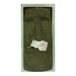 Tissue Box Cover Holder Easter Island Moai Tiki Head Dum Dum Green Rotary Hero